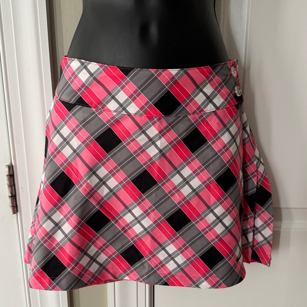 Nike Small Reversible Pleated Pink Plaid Golf Skirt